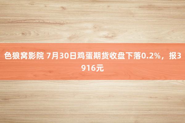 色狼窝影院 7月30日鸡蛋期货收盘下落0.2%，报3916元