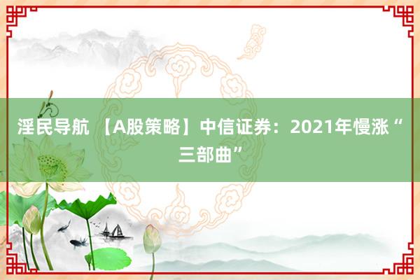 淫民导航 【A股策略】中信证券：2021年慢涨“三部曲”